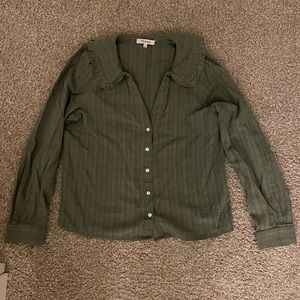 Madewell Peter Pan Collar Green Shirt